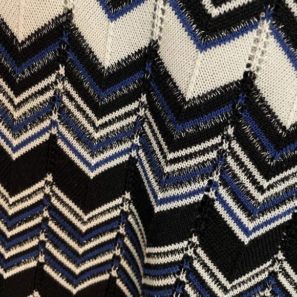 CHARTER CLUB Chevron Design Glitter Pullover Sweater, Women’s M, Blue Gray Black - Picture 5 of 6